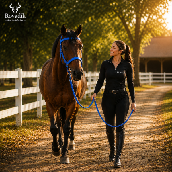Rovadik Horse Tack Nylon Bridle with Reins and SS Bit – Dressage Bridle-English Bridle – Western Horse Bridle – Equestrian Tack-Horse Accessories, Horse Riders-Blue