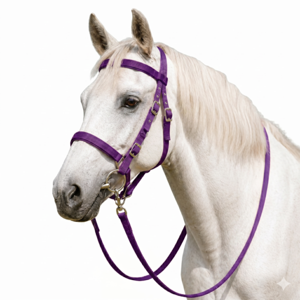 Rovadik Horse Tack Nylon Bridle with Reins and SS Bit - Dressage Bridle-English Bridle - Western Horse Bridle - Equestrian Tack-Horse Accessories, Horse Riders-Purple