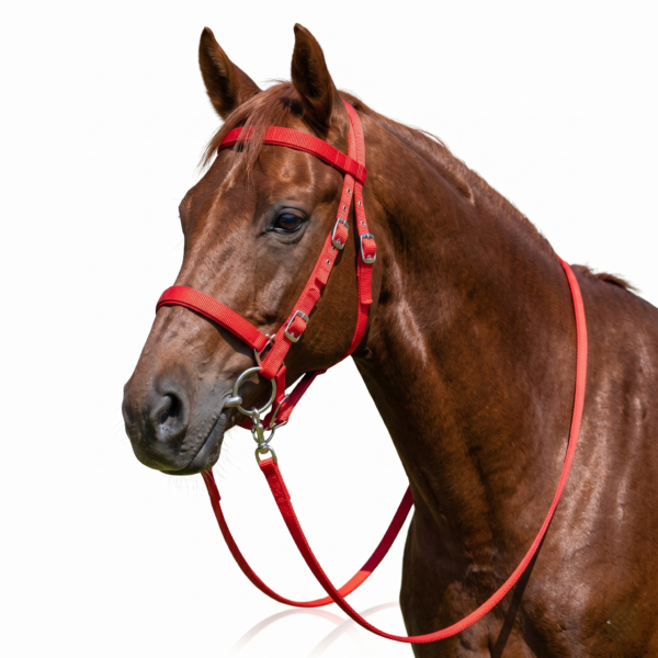 Rovadik Horse Tack Nylon Bridle with Reins and SS Bit - Dressage Bridle-English Bridle - Western Horse Bridle - Equestrian Tack-Horse Accessories, Horse Riders-Red
