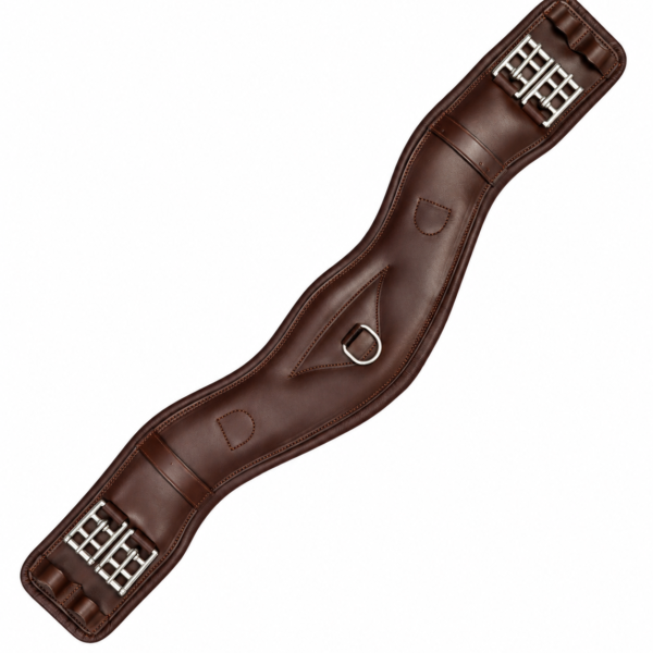 Rovadik Leather Horse Girth for English Saddle | Contoured Horse Saddle Girth with Strong Buckles and D-Ring | Equestrian Riding Girth for Horses