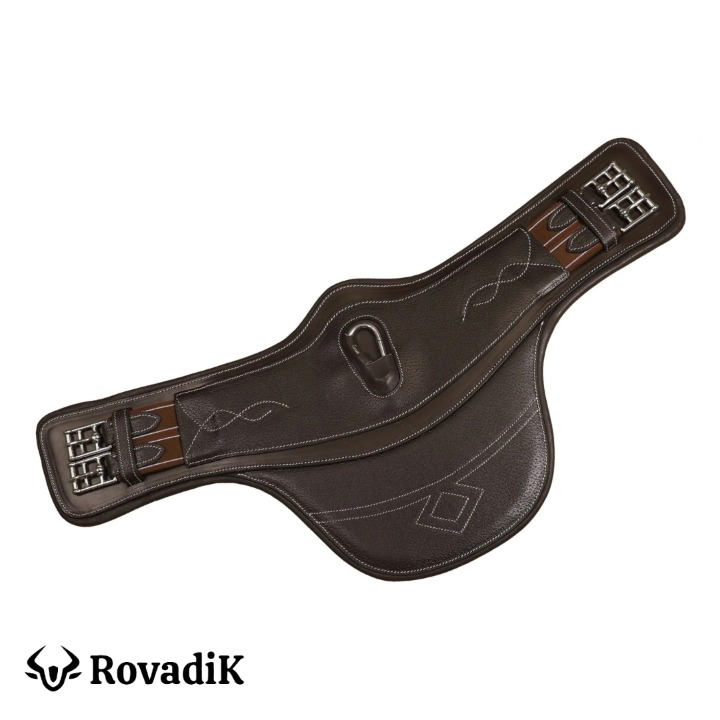 Rovadik Short Stud Guard Horse Girth for English Saddle | Contoured Horse Saddle Girth with Strong Buckles and D-Ring | Equestrian Riding Girth for Horses - Image 1
