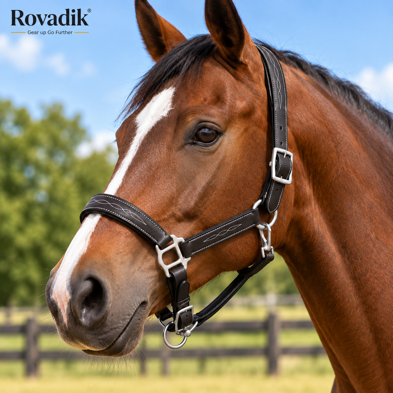 Rovadik Horse Halter for Riding Training Grooming Leading and Horse Handling | Strong and Durable | Brass Nickel Hardware | Equestrian - Image 7