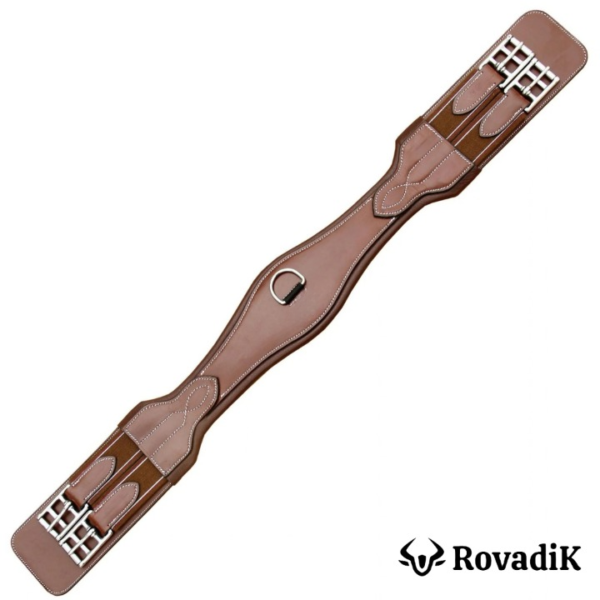 Rovadik Joint’ Dressage Horse Girth for English Saddle | Contoured Horse Saddle Girth with Strong Buckles and D-Ring | Equestrian Riding Girth for Horses