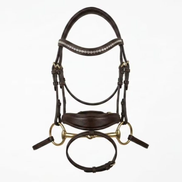 Rovadik Genuine Leather Horse Bridle with Padded Noseband, Adjustable Straps & Stainless Steel Hardware for Training and Riding