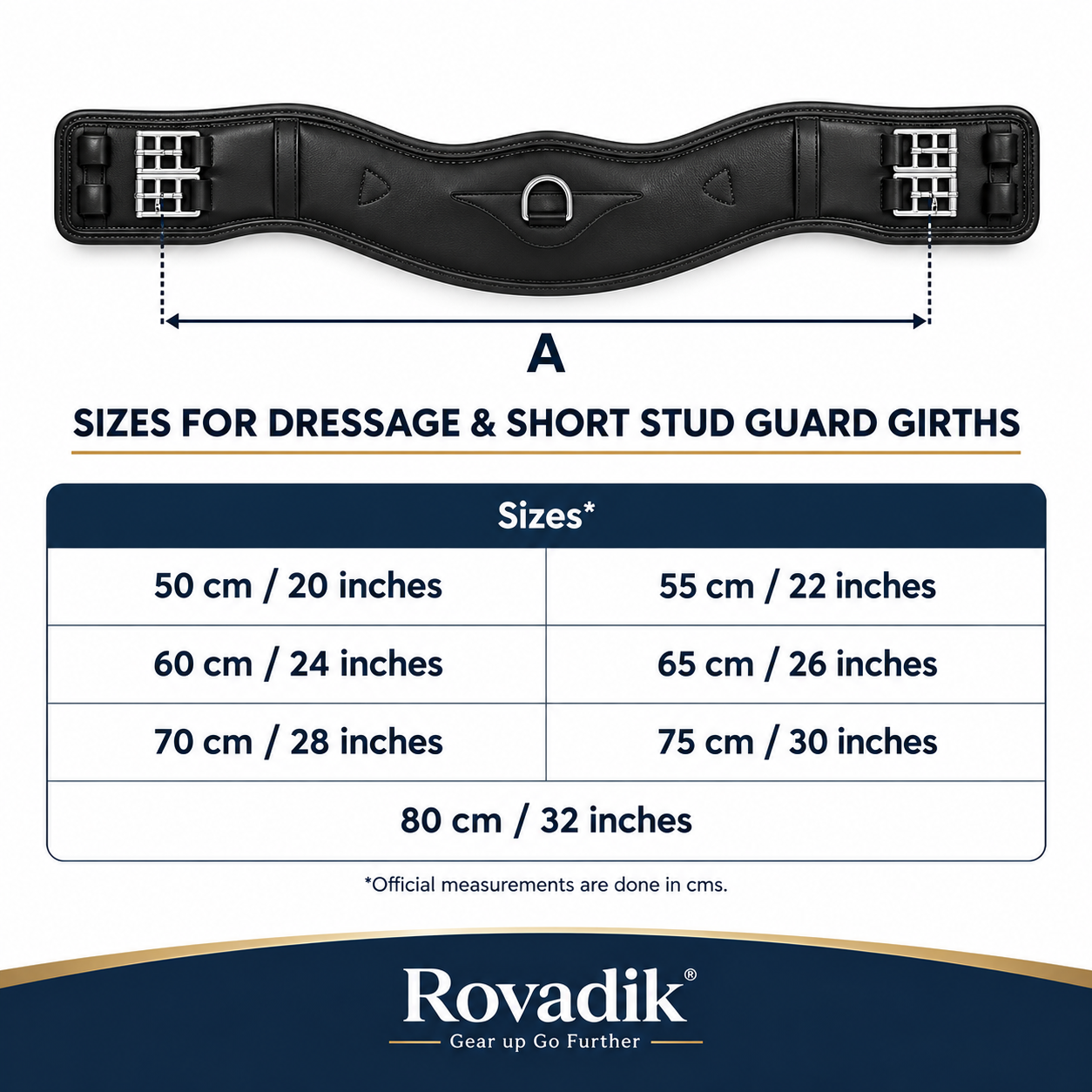 Rovadik Short Stud Guard Horse Girth for English Saddle | Contoured Horse Saddle Girth with Strong Buckles and D-Ring | Equestrian Riding Girth for Horses - Image 11