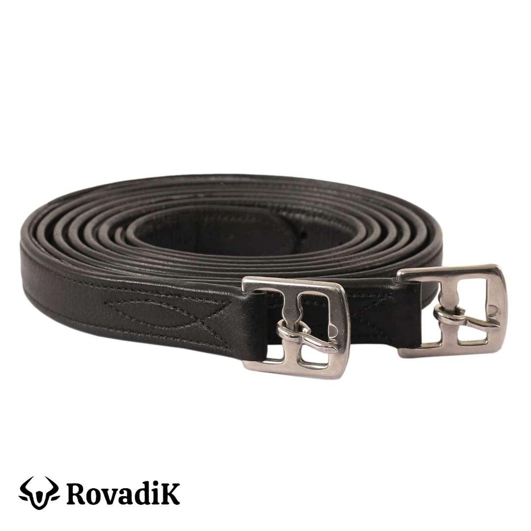 Rovadik Nylon Lined Stirrup Leathers for Horse Riding | Premium Leather Stirrup Straps with Durable Buckles | Equestrian Riding Accessories - Image 3