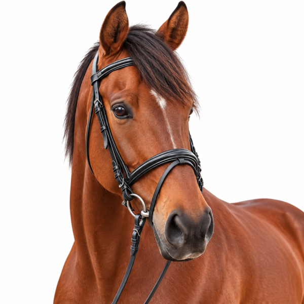 Rovadik Horse Bridle ‘Deluxe’ – Plain Raised Padded Flash Bridle | Adjustable Straps & Stainless Steel Hardware for Training and Riding