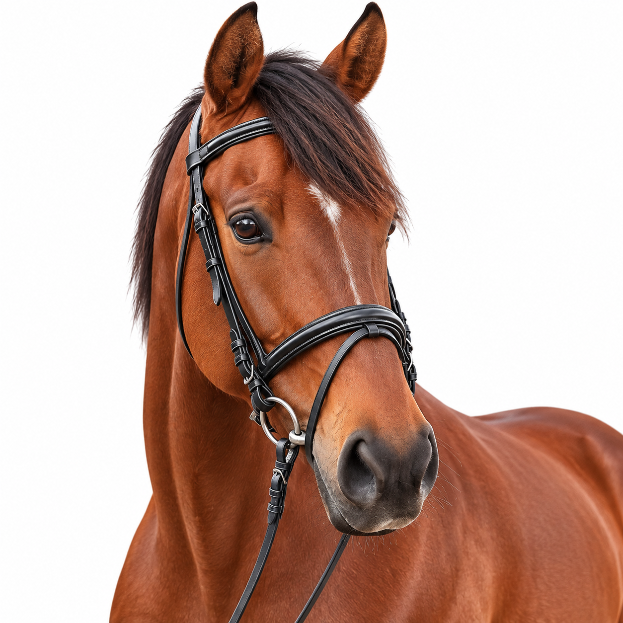Rovadik Horse Bridle 'Deluxe' - Plain Raised Padded Flash Bridle | Adjustable Straps & Stainless Steel Hardware for Training and Riding - Image 1