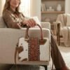 Rovadik Cowhide Speedy Bag Leather Western Duffle Bag – Tooled Floral Travel Handbag - Thumbnail Image 2