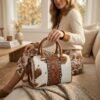 Rovadik Cowhide Speedy Bag Leather Western Duffle Bag – Tooled Floral Travel Handbag - Thumbnail Image 6