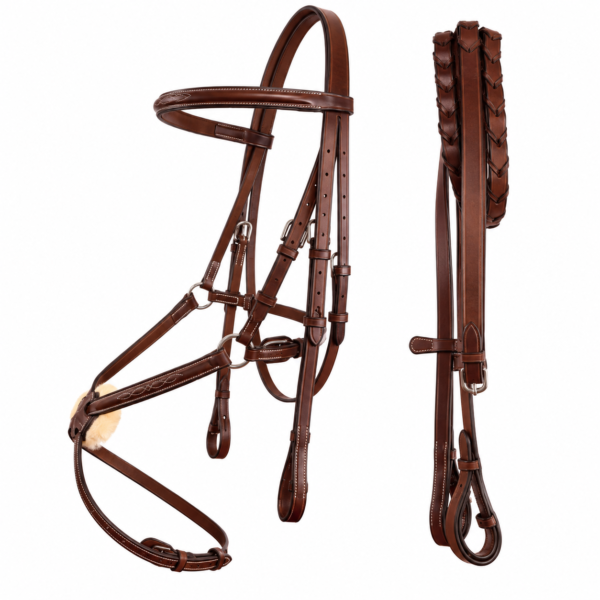 Rovadik Horse Bridle ‘Imperious’ Traditional Figure 8 Jumping Bridle with Reins | Adjustable Straps & Stainless Steel Hardware for Training and Riding