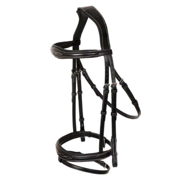 Rovadik Horse Bridle ‘Dominant’ Anatomical Jumping Bridle with Reins-| Adjustable Straps & Stainless Steel Hardware for Training and Riding