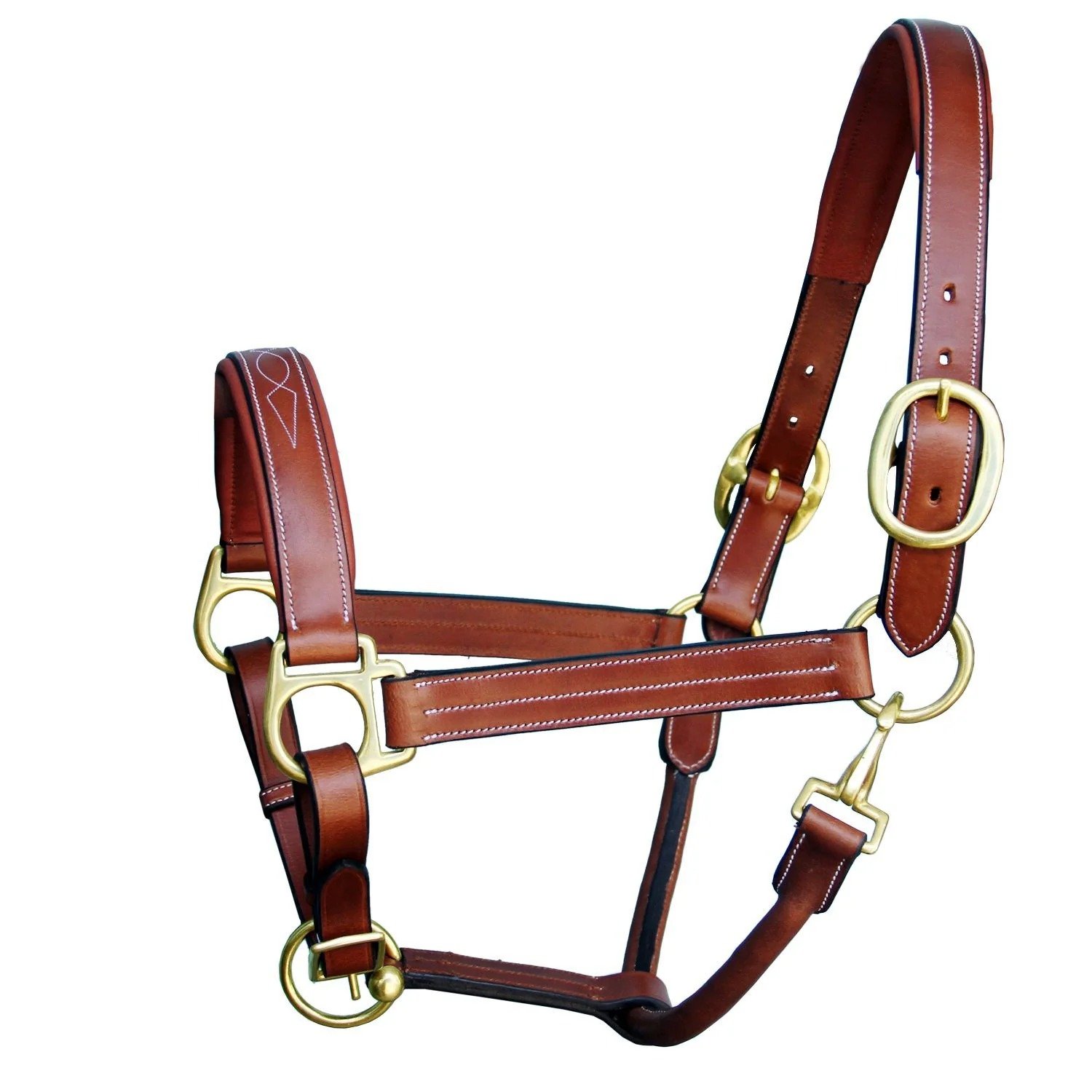 Rovadik Horse Halter for Riding Training Grooming Leading and Horse Handling Triple Stitched Cheek Piece & Designer Fancy Stitched Soft Comfort Padded Silver Brass Double Buckles Detachable Crown Piece Horse Halter - Image 2