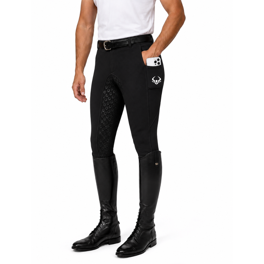 Rovadik Horse Riding Breeches with Silicone - Better Grip - Anti Slip-Comfortable and Four-Way Stretchable Fabric- Suitable for Horse Riders-for Men (Black) - Image 1