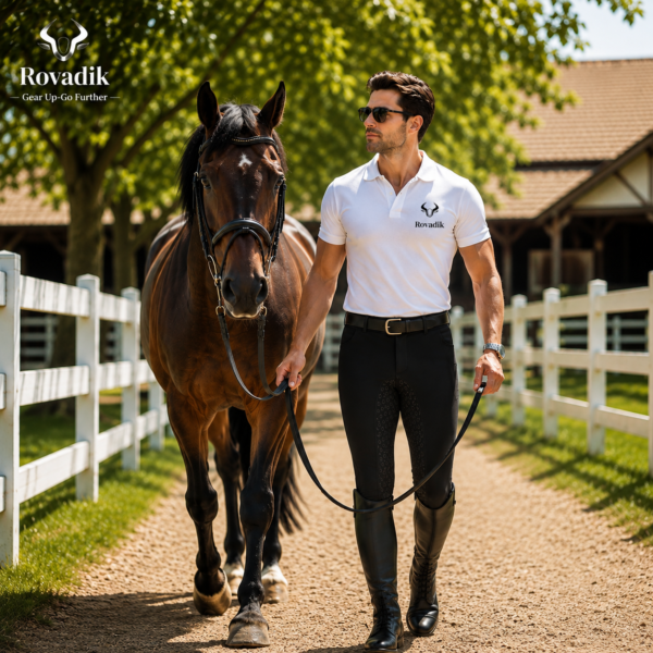 Rovadik Horse Riding Breeches with Silicone – Better Grip – Anti Slip-Comfortable and Four-Way Stretchable Fabric- Suitable for Horse Riders-for Men (Black)