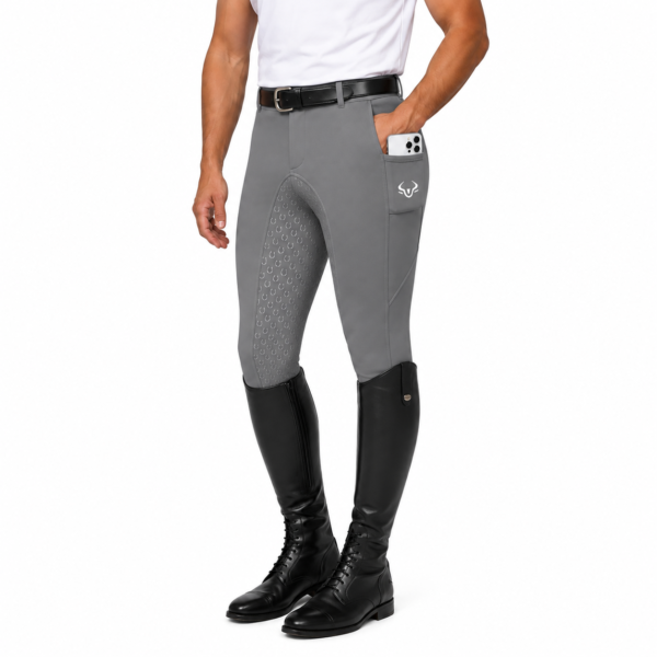Rovadik Horse Riding Breeches with Silicone – Better Grip – Anti Slip-Comfortable and Four-Way Stretchable Fabric- Suitable for Horse Riders-for Men (Grey)
