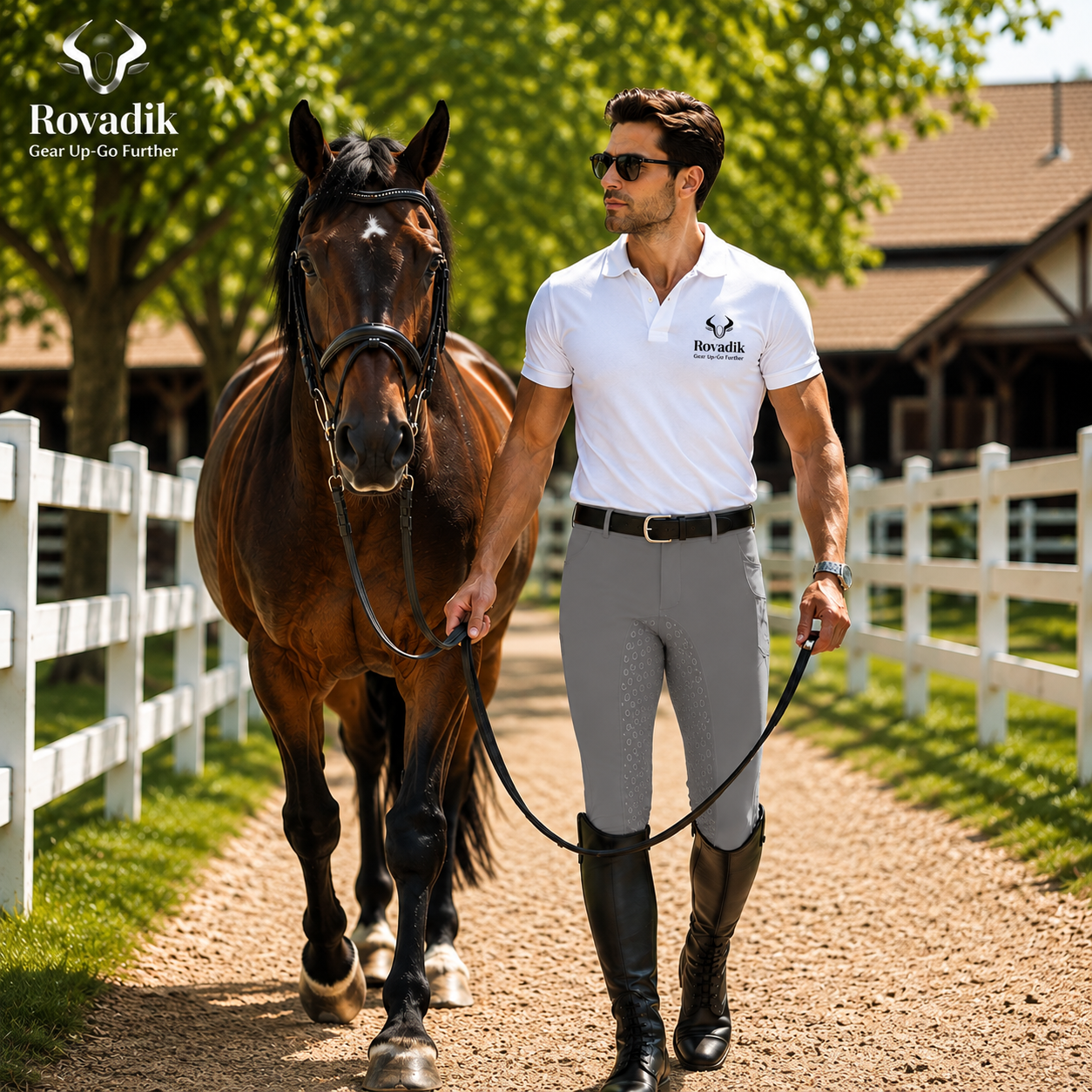 Rovadik Horse Riding Breeches with Silicone - Better Grip - Anti Slip-Comfortable and Four-Way Stretchable Fabric- Suitable for Horse Riders-for Men (Grey) - Image 3