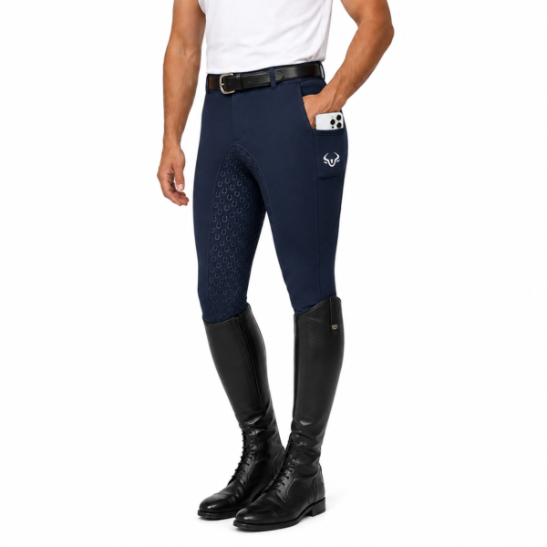Rovadik Horse Riding Breeches with Silicone – Better Grip – Anti Slip-Comfortable and Four-Way Stretchable Fabric- Suitable for Horse Riders-for Men (Navy Blue)