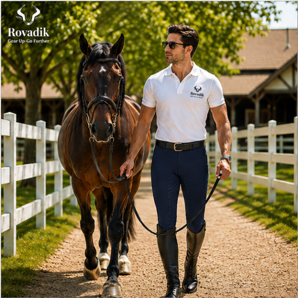 Rovadik Horse Riding Breeches with Silicone – Better Grip – Anti Slip-Comfortable and Four-Way Stretchable Fabric- Suitable for Horse Riders-for Men (Navy Blue)