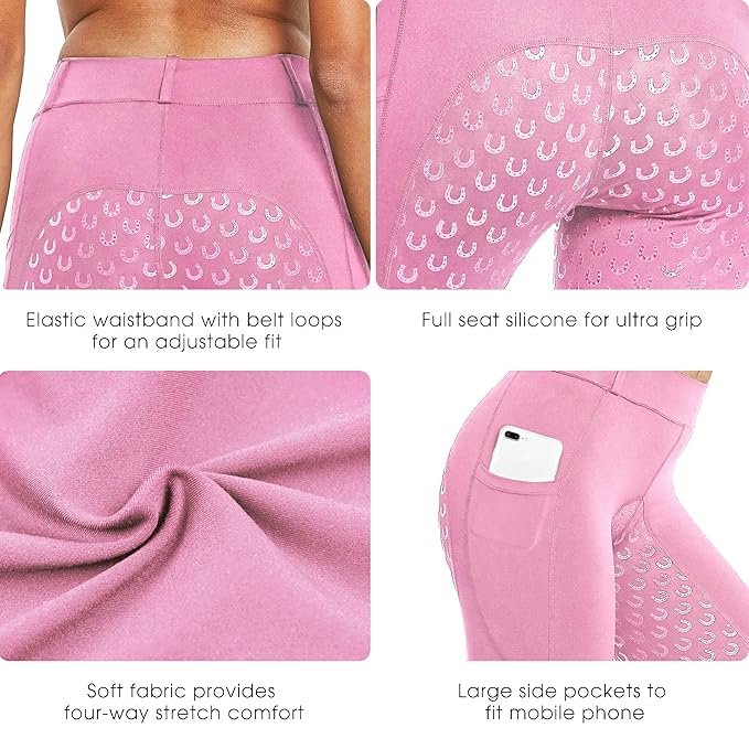 Rovadik Horse Riding Breeches with Sillicone - Better Grip - Comfortable and Four-Way Stretchable Fabric- Suitable for Horse Riders- Unisex Breeches for Both Men and Women (Pink) - Image 3