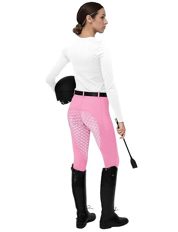 Rovadik Horse Riding Breeches with Sillicone - Better Grip - Comfortable and Four-Way Stretchable Fabric- Suitable for Horse Riders- Unisex Breeches for Both Men and Women (Pink) - Image 2