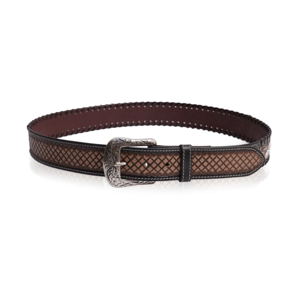 Rovadik Handtooled Floral Basket Western Leather Belt for Men and Women | Genuine Full Grain Leather Cowboy Belt with Handcrafted Design | Vintage Engraved Metal Buckle | Casual, Jeans Wear