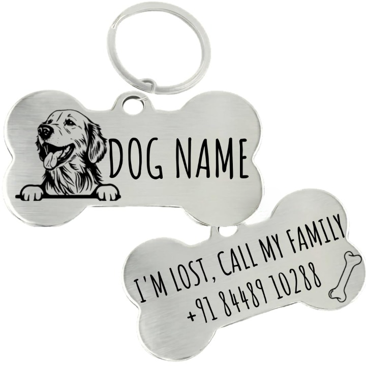 Rovadik HANDMADE Customized Pet ID Tag Personalize Black Engraved Name Collar Tag with Breed face for Your Loving Pet Dog, Cat, Puppy, Horse Classic Bone Shape Large - Image 1
