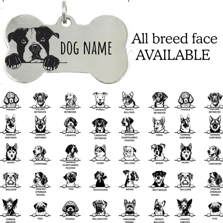 Rovadik HANDMADE Customized Pet ID Tag Personalize Black Engraved Name Collar Tag with Breed face for Your Loving Pet Dog, Cat, Puppy, Horse Classic Bone Shape Large - Image 3