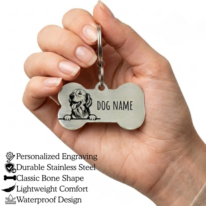 Rovadik HANDMADE Customized Pet ID Tag Personalize Black Engraved Name Collar Tag with Breed face for Your Loving Pet Dog, Cat, Puppy, Horse Classic Bone Shape Large - Image 4
