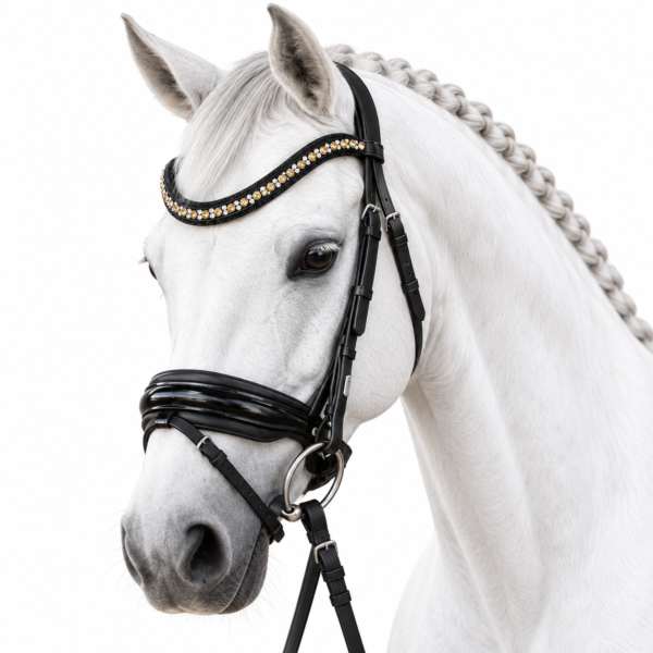 Rovadik Horse Bridle ‘Opulence’ – Plain Raised Padded Flash Bridle | Adjustable Straps & Stainless Steel Hardware for Training and Riding