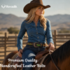 Rovadik Handtooled Western Leather Belt for Men and Women | Genuine Full Grain Leather Cowboy Belt with Handcrafted Design | Vintage Engraved Metal Buckle | Casual, Jeans Wear - Thumbnail Image 5