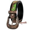 Rovadik Handtooled Western Leather Belt for Men and Women | Genuine Full Grain Leather Cowboy Belt with Handcrafted Design | Vintage Engraved Metal Buckle | Casual, Jeans Wear - Thumbnail Image 3