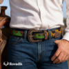 Rovadik Handtooled Western Leather Belt for Men and Women | Genuine Full Grain Leather Cowboy Belt with Handcrafted Design | Vintage Engraved Metal Buckle | Casual, Jeans Wear - Thumbnail Image 2