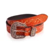 Rovadik Handtooled Western Leather Belt for Men and Women | Genuine Full Grain Leather Cowboy Belt with Handcrafted Design | Vintage Engraved Metal Buckle | Casual, Jeans Wear-Tan - Thumbnail Image 3