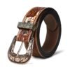 Rovadik Handtooled Skull Western Leather Belt for Men and Women | Genuine Full Grain Leather Cowboy Belt with Handcrafted Design | Vintage Engraved Metal Buckle | Casual, Jeans Wear - Thumbnail Image 4