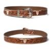Rovadik Handtooled Skull Western Leather Belt for Men and Women | Genuine Full Grain Leather Cowboy Belt with Handcrafted Design | Vintage Engraved Metal Buckle | Casual, Jeans Wear - Thumbnail Image 1