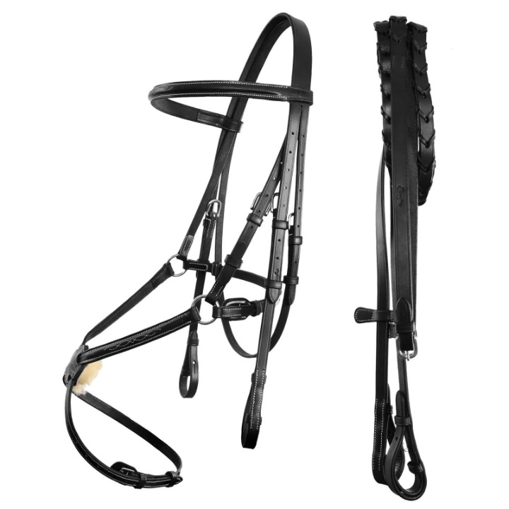 horse bridle with Reins Figure 8 Black cleanup
