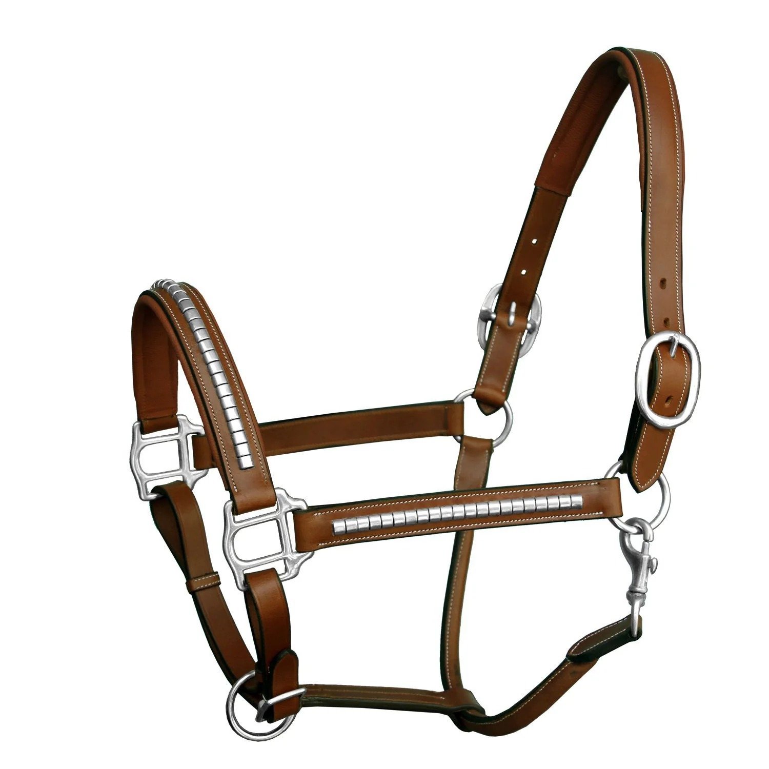 Rovadik Horse Halter for Riding Training Grooming Leading and Horse Handling | Brass Clincher Studded on Cheek Pieces & Noseband & Soft Padding Gold Brass Double Buckles Detachable Crown Piece Premium Horse Halter - Image 8